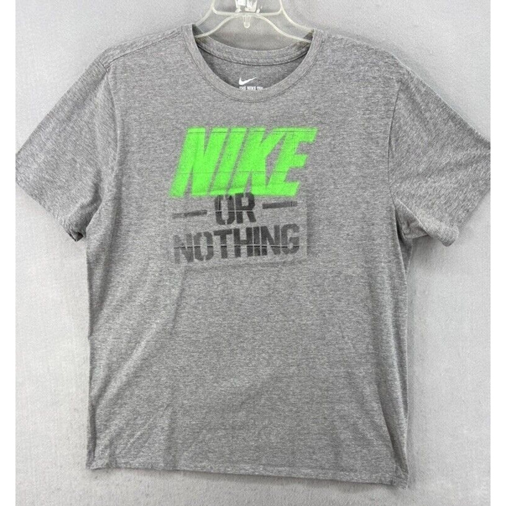 Nike T-Shirt Men XL Gray Green Nike‎ or Nothing Sport Tee Athletic Cut Stretch